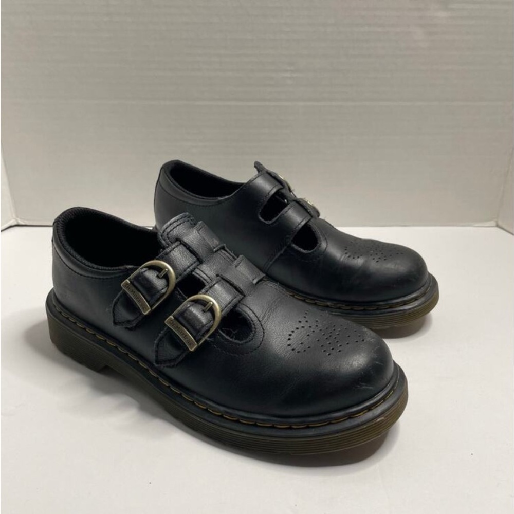 Dr. Martens Mary Jane Shoes Round Toe Leather Black Junior Size US 4